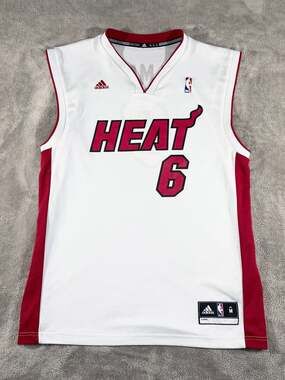 LeBron James Miami Heat Adidas White Home NBA Jersey Men's Size Medium